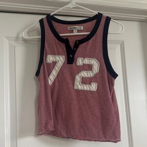 Abercrombie & Fitch Red and White Striped Tank Top